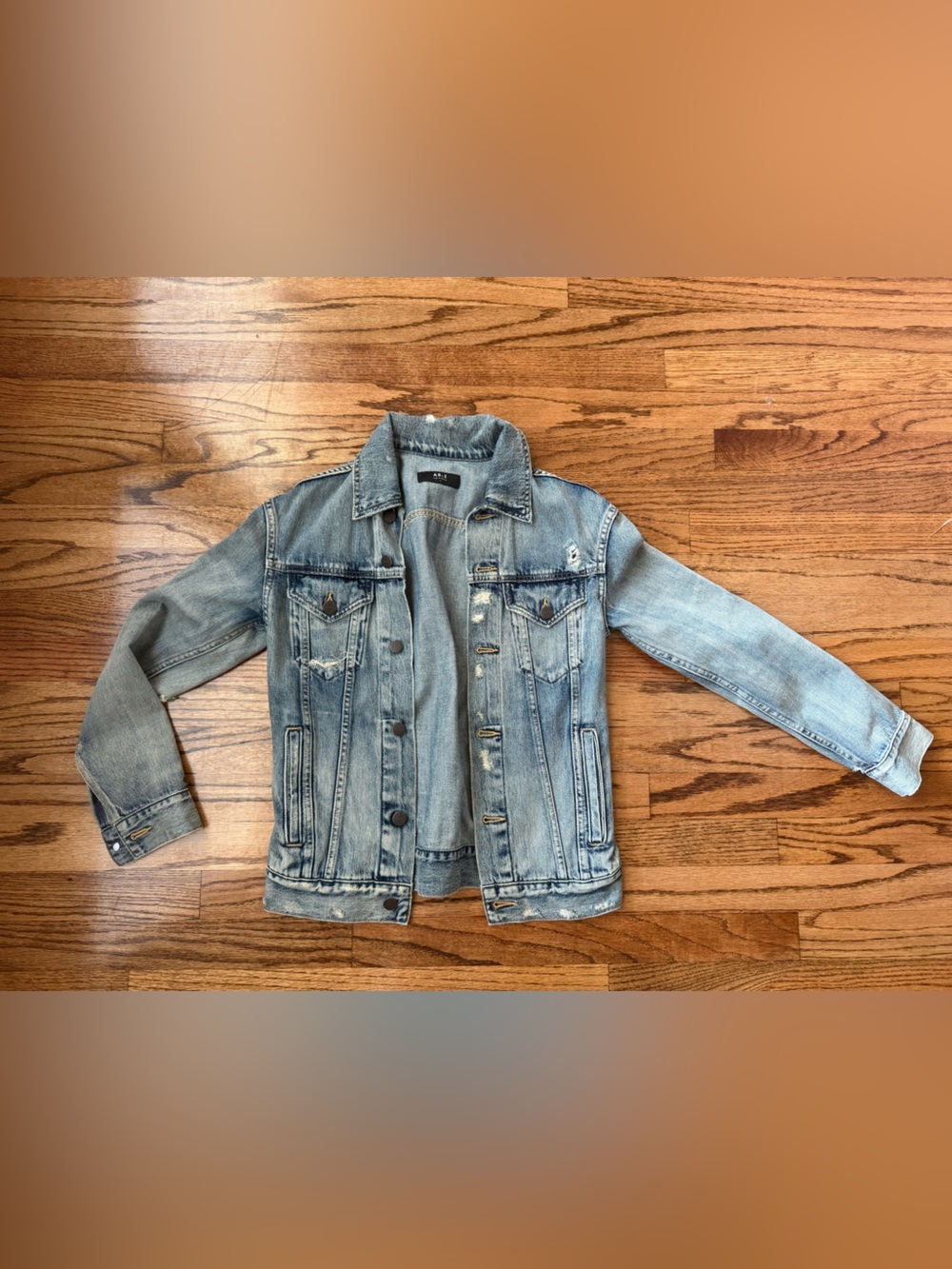 Able Light Blue Distressed Denim Jacket / XS